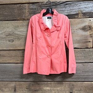 J. Crew Ruffle collared jacket, Coral Pink, Size 4, like new